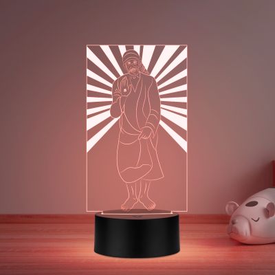 3D Illusion Sai Baba Night lamp multicolored Light with Remote Control